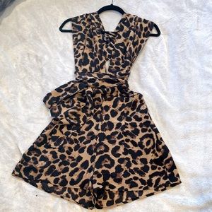 NWOT Cheetah print romper with halter or multi-top style, size S